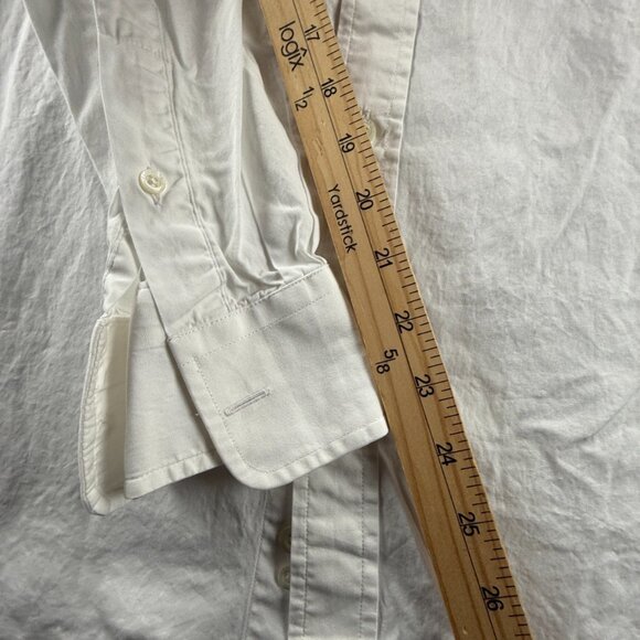 Faconnable 15.5 Club White Shirt Solid Button Up Long Sleeve Pocket Mens Spread - Picture 15 of 16